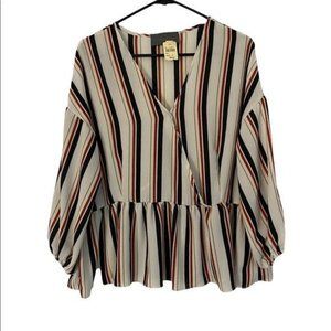 NWT Sunday in Brooklyn TopCream,Black,Rust Color Stripe size medium